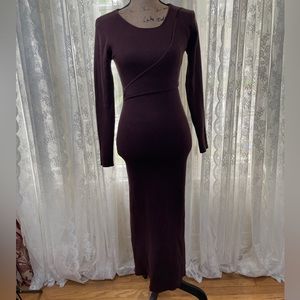 Front Wrap Asymmetric Detail Knit Long Sleeve Sweater Dress